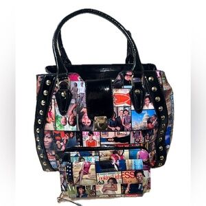 Michelle & Barrack Obama Magazine Studded Patent Leather Tote w/ Matching Wallet